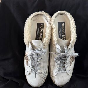 Golden Goose White and Gold Star Sneaker Slides